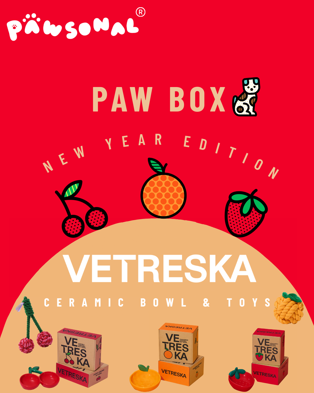 PAW BOX 新年特別版 - VETRESKA 陶瓷食物碗