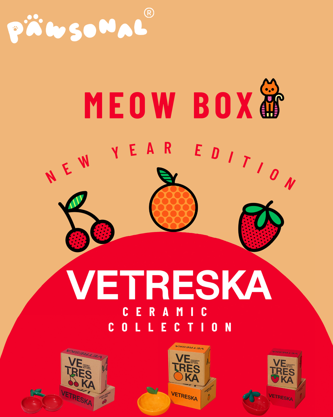 MEOW BOX 新年特別版 - VETRESKA 陶瓷食物碗