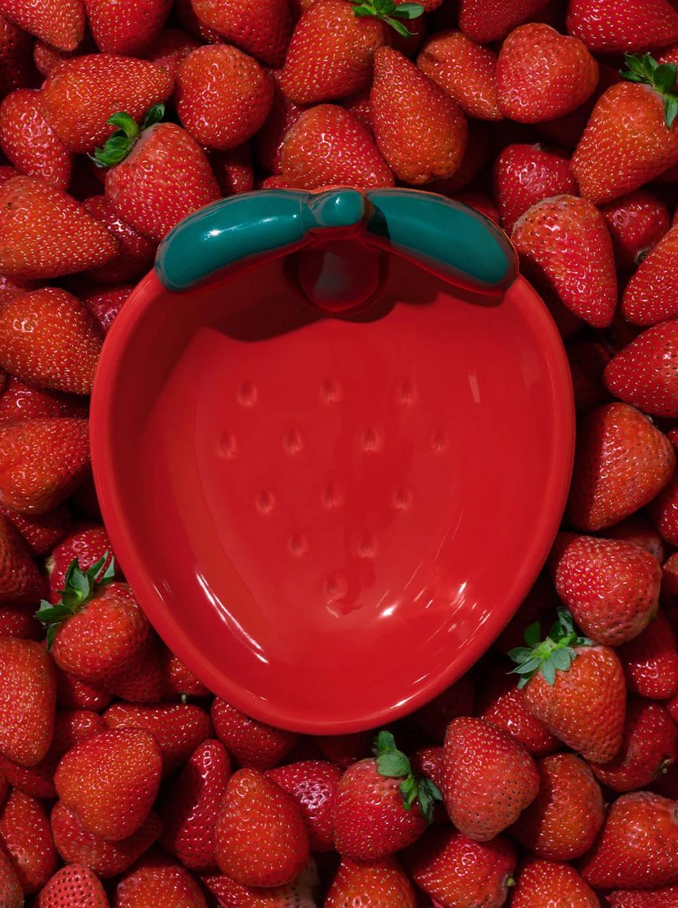 VETRESKA Strawberry Ceramic Pet Bowl