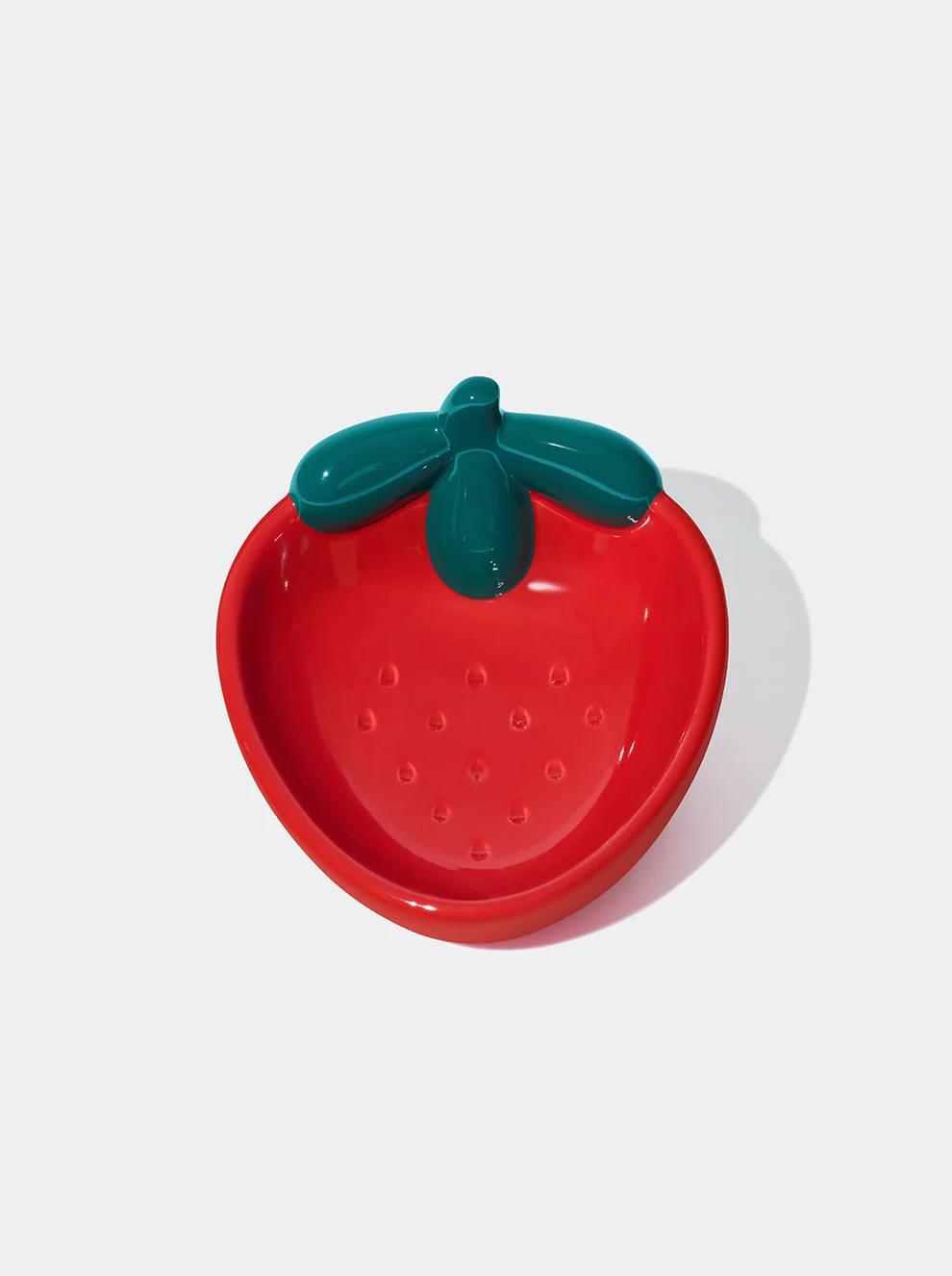 VETRESKA Strawberry Ceramic Pet Bowl